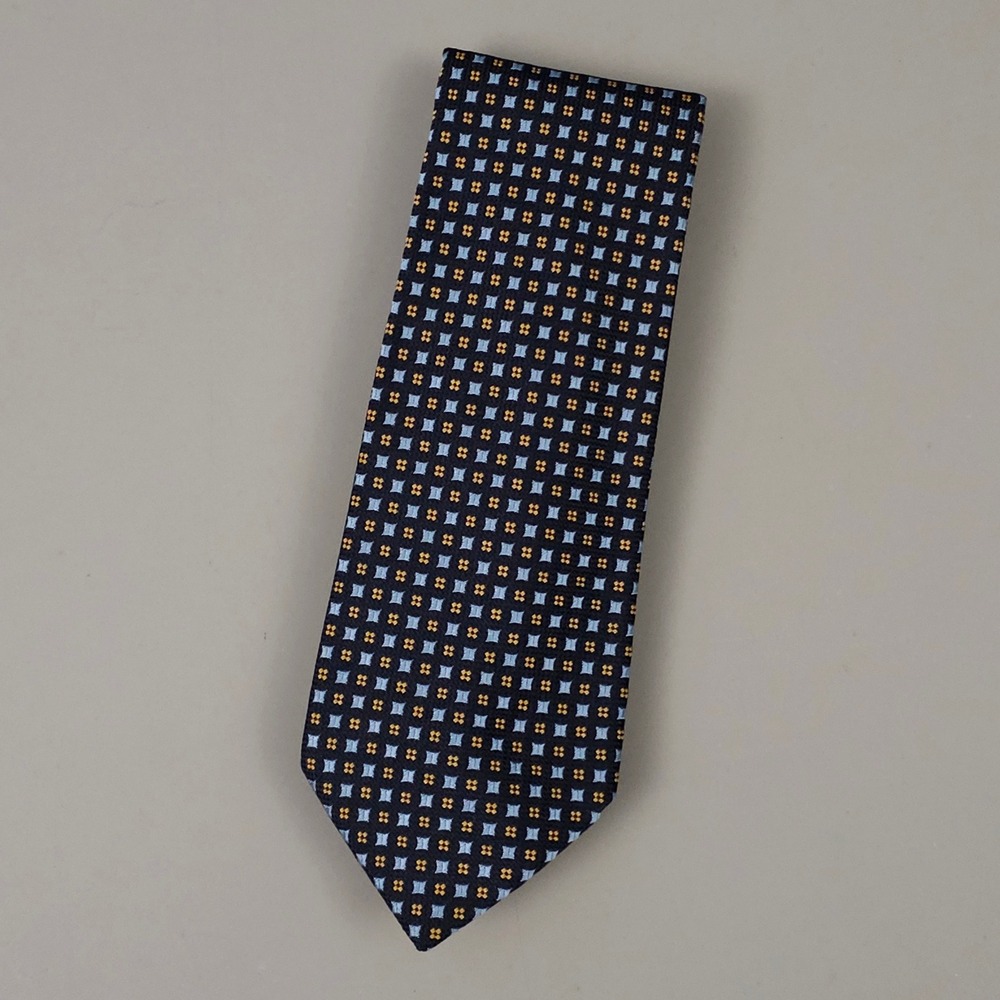 Thomas Pink Necktie Mens OS Navy Blue Silk Geometric Pattern Jermyn St London